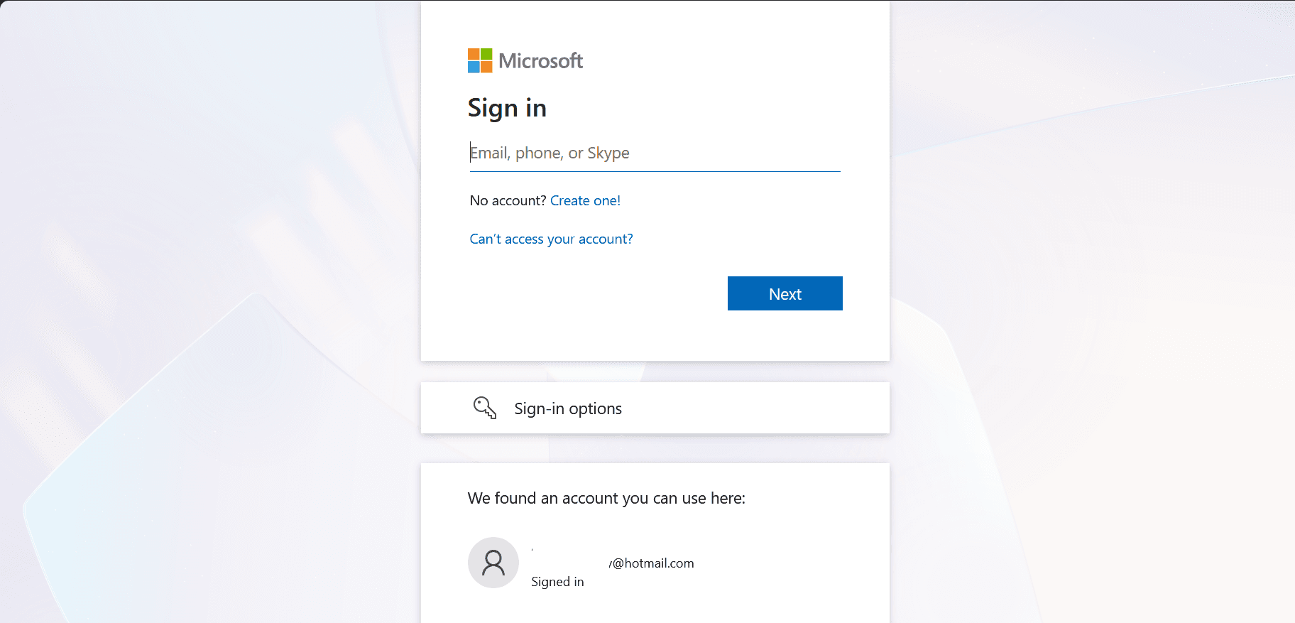 Microsoft sign-in and permissions consent screen